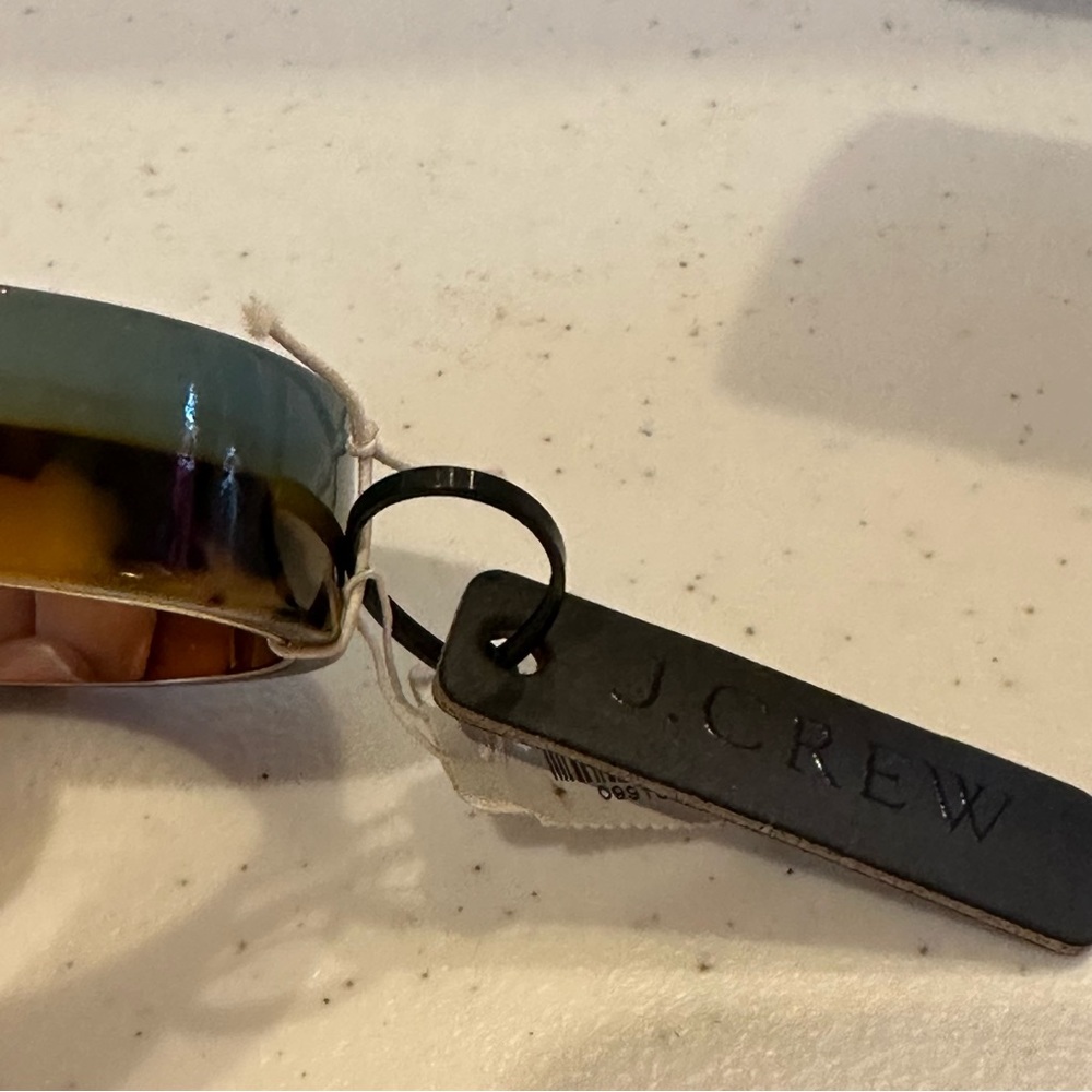 NWT J. Crew Bangle Bracelet- gold tone interior, faux tortoise & blue acrylic - Picture 13 of 14
